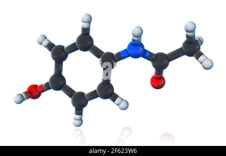 Acetaminophen, molekulares Modell Stockfoto