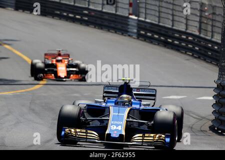 WEHRLEIN Pascal (ger) Reservefahrer Mercedes W08 Hybrid EQ Power+ Team Mercedes GP Aktion während der Formel 1 Weltmeisterschaft 2017, Grand Prix von Monaco ab 28th. Mai in Monte Carlo - Foto Frederic Le Floc'h / DPPI Stockfoto