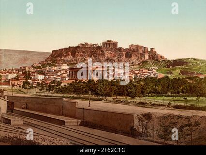 Akropolis und Tempel des Hephaestus oder Theseus, Athen, Griechenland Stockfoto