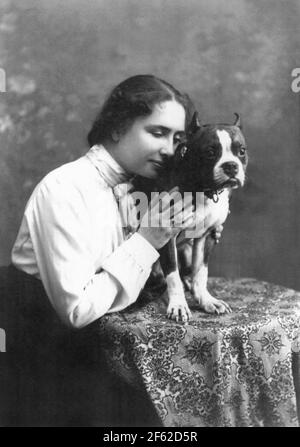 Hellen Keller mit Hund, 1902 Stockfoto