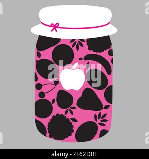 Mixed Fruit Jam Vektor Traditionelle Illustration Stock Vektor