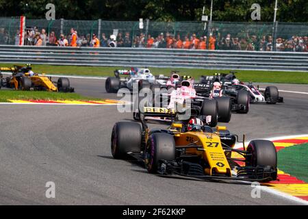 HULKENBERG Nico (de) Renault F1 RS17 Renault Sport F1 Team, OCON Esteban (Fra) Force India VJM10 während der Formel 1 Weltmeisterschaft 2017, Belgien Grand Prix vom 25. Bis 27. August in Spa -Francorchamps, Belgien - Foto DPPI Stockfoto