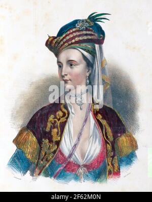 LADY MARY WORTLEY MONTAGU (1689-1762) Englische Dichterin und Schriftstellerin, hauptsächlich über ihre Erfahrungen als Ehefrau des britischen Botschafters im Osmanischen Reich. Stockfoto