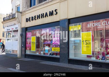 Debenhams, Ladenschluss, hastings Filialgeschäft Schließung, East sussex, großbritannien Stockfoto