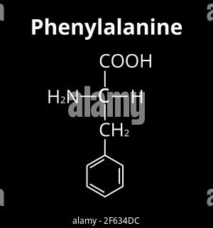 Phenylalanin ist eine Aminosäure. Chemische Molekülformel Phenylalanin Aminosäure. Vektorgrafik auf isoliertem Hintergrund Stock Vektor