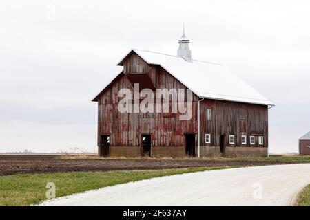 Scheunen, Amish Farm, Early Spring, Indiana, USA, Von James D. Coppinger/Dembinsky Photo Assoc Stockfoto