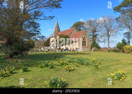 All Saints Church, Mountfield, zu Ostern, East Sussex, Großbritannien Stockfoto