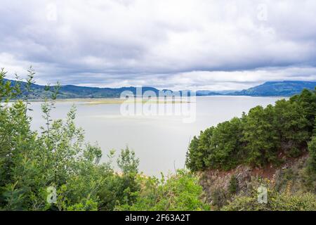 Tomine Reservoir aus Guatavita, Cundinamarca, Kolumbien Stockfoto