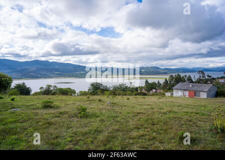 Tomine Reservoir aus Guatavita, Cundinamarca, Kolumbien Stockfoto