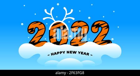 Frohes neues Jahr 2022, Symbol eines Tigers in China und Ostasien Stock Vektor