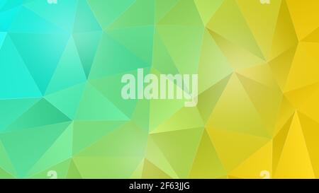 Türkisfarbener, hellgrüner und gelber Polygon-Vektor-Muster-Hintergrund. Abstrakt bunten 3D dreieckigen niedrigen Poly Gradient Hintergrund in 4K Auflösung. Stockfoto