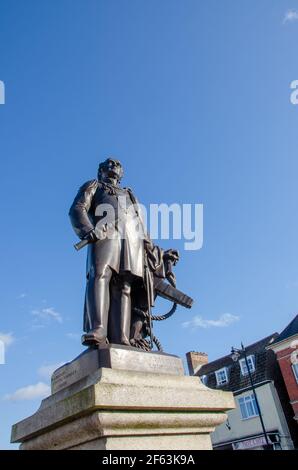 Statue von Sir John Franklin, Spilsby, Lincolnshire, England, Großbritannien Stockfoto