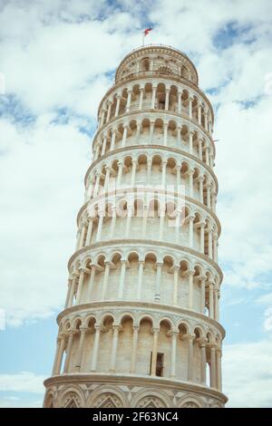 Mit Schiefen Turm in Pisa, Italien. Stockfoto