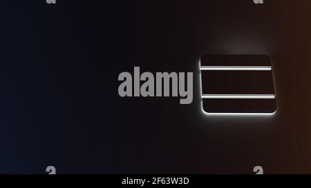 3D Darstellung des weißen Lichtstreifensymbols der spanischen Flagge Auf dunklem Hintergrund mit blauer und orangefarbener Reflexion Stockfoto