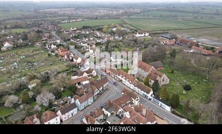 Felsted Dorfzentrum in Essex UK Aerial Stockfoto