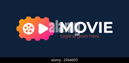 Spielen Symbol mit Video-Ausrüstung Logo - gemacht Film Unternehmen. Video-Channel-Player. Vlog- oder Video-Blogging- oder Movie-Channel-Tasten eingestellt. Vektorgrafik Stock Vektor