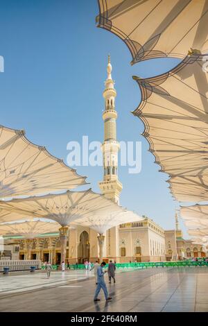 Die Al Haram oder Al-Masjid an-Nabawi Moschee in Medina Saudi Arabien Stockfoto