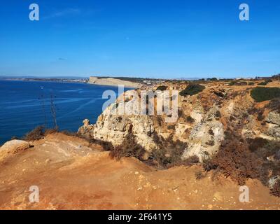 Die Schönheit Portugals - orange Klippen bei Ponta da Piedade in Lagos Stockfoto