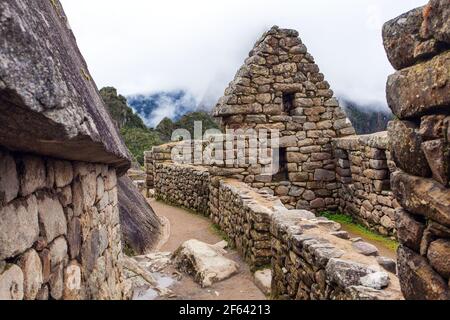 Machu Picchu, Detail vom peruanischen Inka Stadt, Unesco Weltkulturerbe, das heilige Tal, Cusco Region, Peru Stockfoto