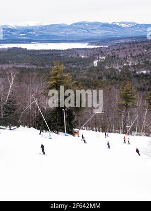 Skifahren auf dem Shawnee Peak, Bridgton, Maine Stockfoto