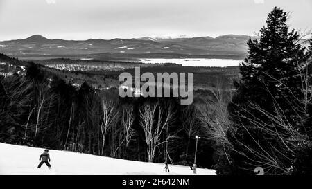Skifahren auf dem Shawnee Peak, Bridgton, Maine Stockfoto