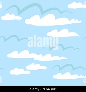 Nahtlose abstrakte Illustration. Himmel in den Wolken Hintergrund. Cartoon flachen Stil. vektor Stock Vektor