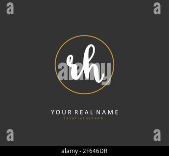 R H RH Anfangsbuchstabe und Unterschrift Logo. Ein Konzept handschriftlich Initiallogo mit Template-Element. Stock Vektor
