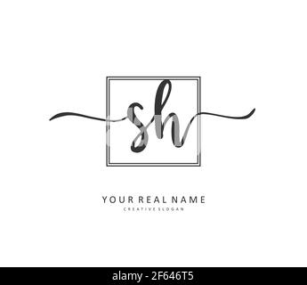 S H SH Initial Letter Handschrift und Unterschrift Logo. Ein Konzept handschriftlich Initiallogo mit Template-Element. Stock Vektor