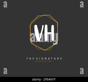 V H VH Anfangsbuchstabenhandschrift und Unterschriftenlogo. Ein Konzept handschriftlich Initiallogo mit Template-Element. Stock Vektor
