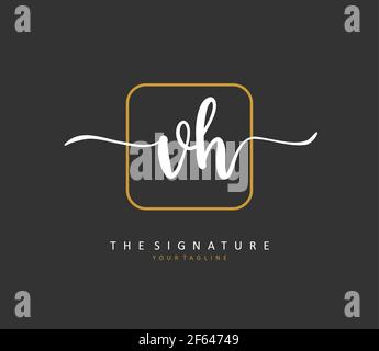 V H VH Anfangsbuchstabenhandschrift und Unterschriftenlogo. Ein Konzept handschriftlich Initiallogo mit Template-Element. Stock Vektor