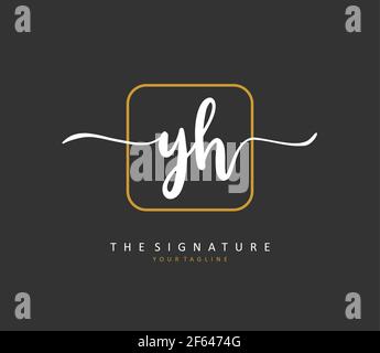 Y H YH Anfangsbuchstabe Handschrift und Unterschrift Logo. Ein Konzept handschriftlich Initiallogo mit Template-Element. Stock Vektor