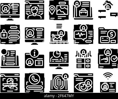 Digital Identity User Glyph Set Vektorgrafik Stock Vektor
