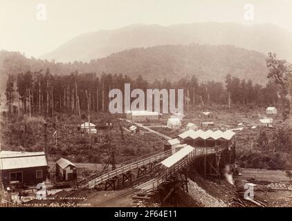 Seddonville Kohlemine, Neuseeland, um 1910. Foto von Muir Moodie aus Dunedin Stockfoto