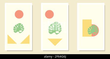 Botanische Wand Kunst Vektor-Set. Tropisches Blatt mit abstrakter Form. Für Wandkunst, Tapete, Minimal und natürlich. Vektorgrafik. Stock Vektor