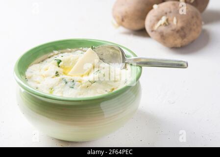 Hausgemachte Colcannon. Irisches Kartoffelpüree St. Patrick Tagesgericht Stockfoto