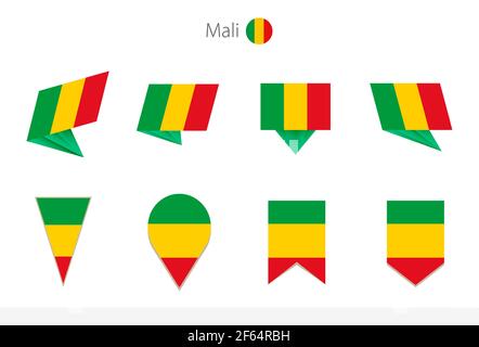 Mali Nationalflaggensammlung, acht Versionen von Mali Vektorflaggen. Vektorgrafik. Stock Vektor