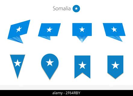 Somalia National Flag Collection, acht Versionen von Somalia Vektor-Flaggen. Vektorgrafik. Stock Vektor