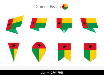 Guinea-Bissau Nationalflaggensammlung, acht Versionen von Guinea-Bissau Vektorflaggen. Vektorgrafik. Stock Vektor