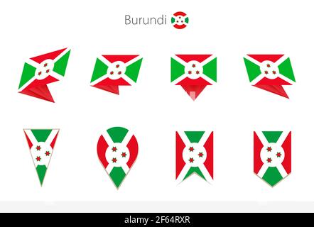 Burundi Nationalflaggensammlung, acht Versionen von Burundi Vektorflaggen. Vektorgrafik. Stock Vektor