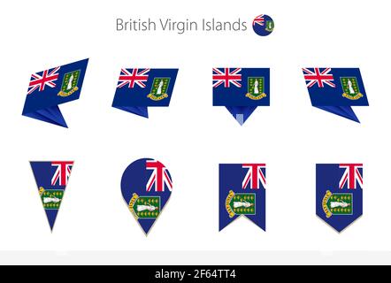 British Virgin Islands National Flag Collection, acht Versionen von British Virgin Islands Vektor-Flaggen. Vektorgrafik. Stock Vektor