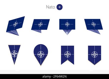 NATO National Flag Collection, acht Versionen von NATO-Vektor-Flaggen. Vektorgrafik. Stock Vektor