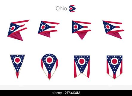 Ohio US State Flag Collection, acht Versionen von Ohio Vektor-Flaggen. Vektorgrafik. Stock Vektor