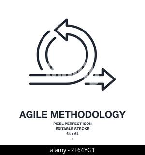 Agile Methodologie Pfeil editierbare Kontur Symbol isoliert auf weißem Hintergrund Vektor-Illustration. Pixel perfekt. 64 x 64. Stock Vektor