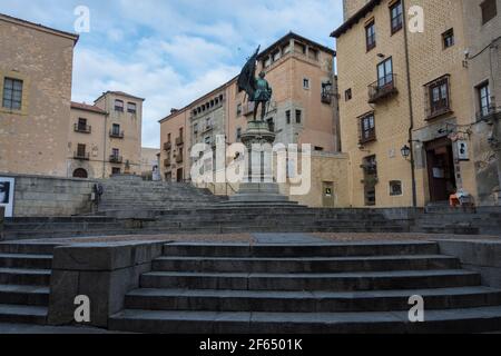 Statue von Juan Bravo in Segovia, Spanien. Stockfoto