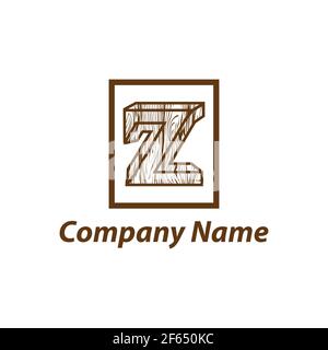 Buchstabe Z Logo Designvorlage. Holz Textur Logo, EPS 10 Stock Vektor