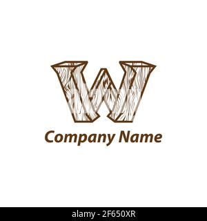 Design-Vorlage mit Buchstabe W-Logo. Holzstruktur-Logo, EPS 10 Stock Vektor