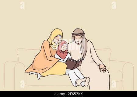 Traditionelle muslimische Familie Lifestyle-Konzept Stock Vektor