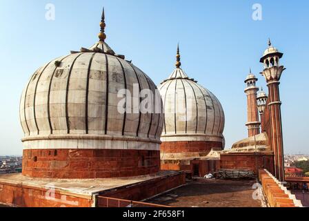 Ansicht von Jama Masjid, dem größten Masjid in Delhi, Indien Stockfoto