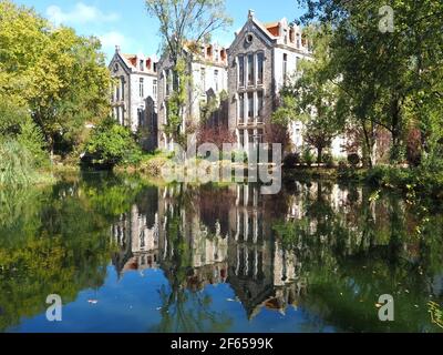 Die Schönheit Portugals - Pavillons Stadtpark parque D. Carlos in Caldas da Rainha Stockfoto