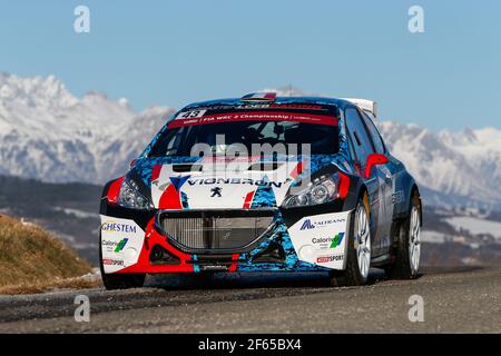 43 Giordano Quentin, Roux Thomas, Peugeot 208 R5 im Einsatz während der Rallye-Weltmeisterschaft 2017, Rallye Monte Carlo vom 19. Bis 22. Januar in Monaco - Foto Alexandre Guillaumot / DPPI Stockfoto
